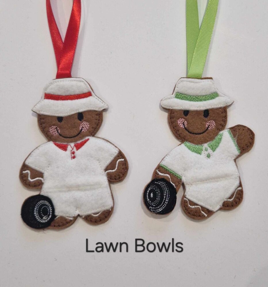 Lawn Bowls Gingerbread Felt Hanging Decoration, Christmas Tree Decoration.