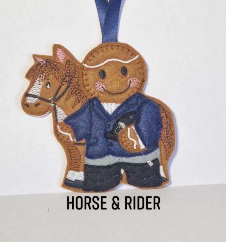 Horse and Gingerbread  Rider Hanging Decoration, Christmas Tree Decoration.