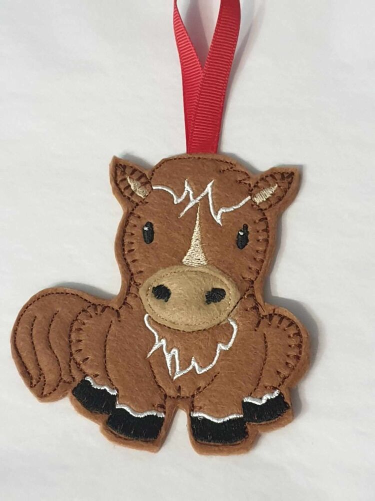 Horse Felt Hanging Decoration, Christmas Tree Decoration. Available as Keyring & Fridge Magnet too.