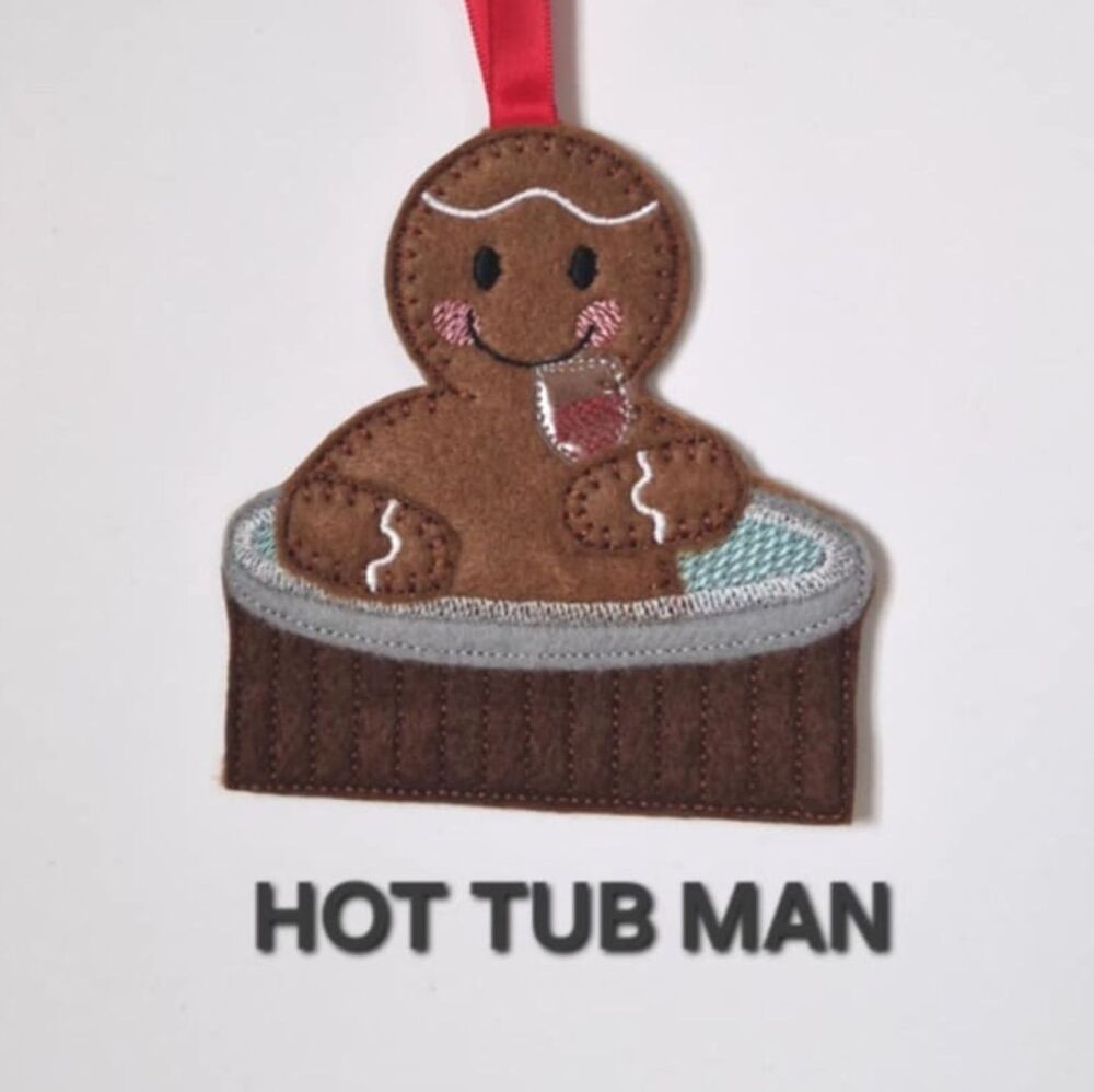 Spa, Hot tub Gingerbread Felt Hanging Decoration, Christmas Tree Decoration.