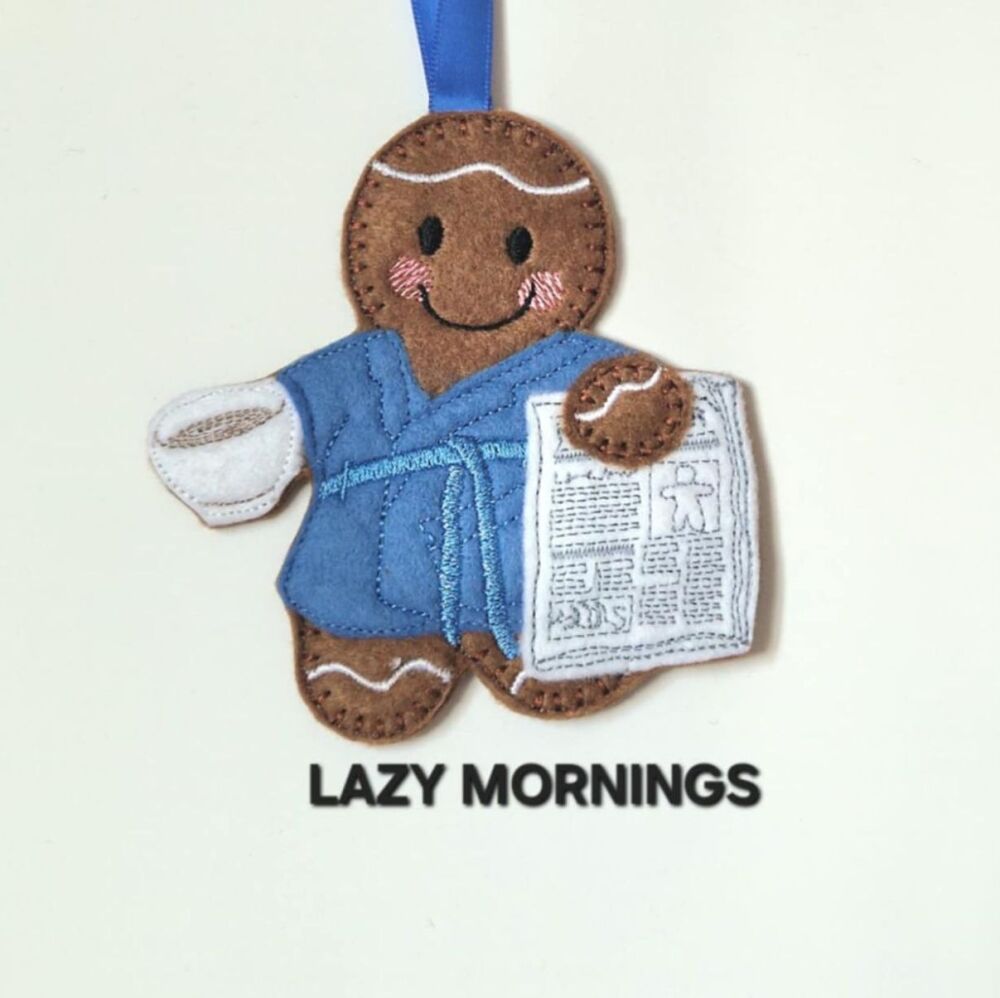 Lazy Mornings Gingerbread Hanging Decoration, Fridge Magnet or Keyring.