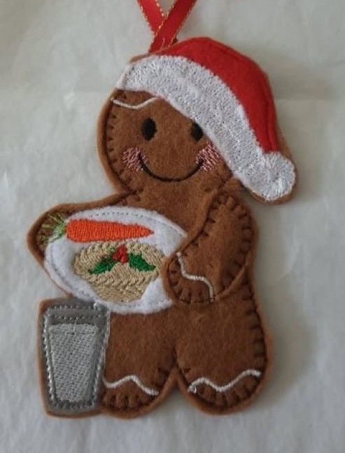 Christmas Eve, Santa's Plate Gingerbread Decoration. Available as a Hanging decoration.