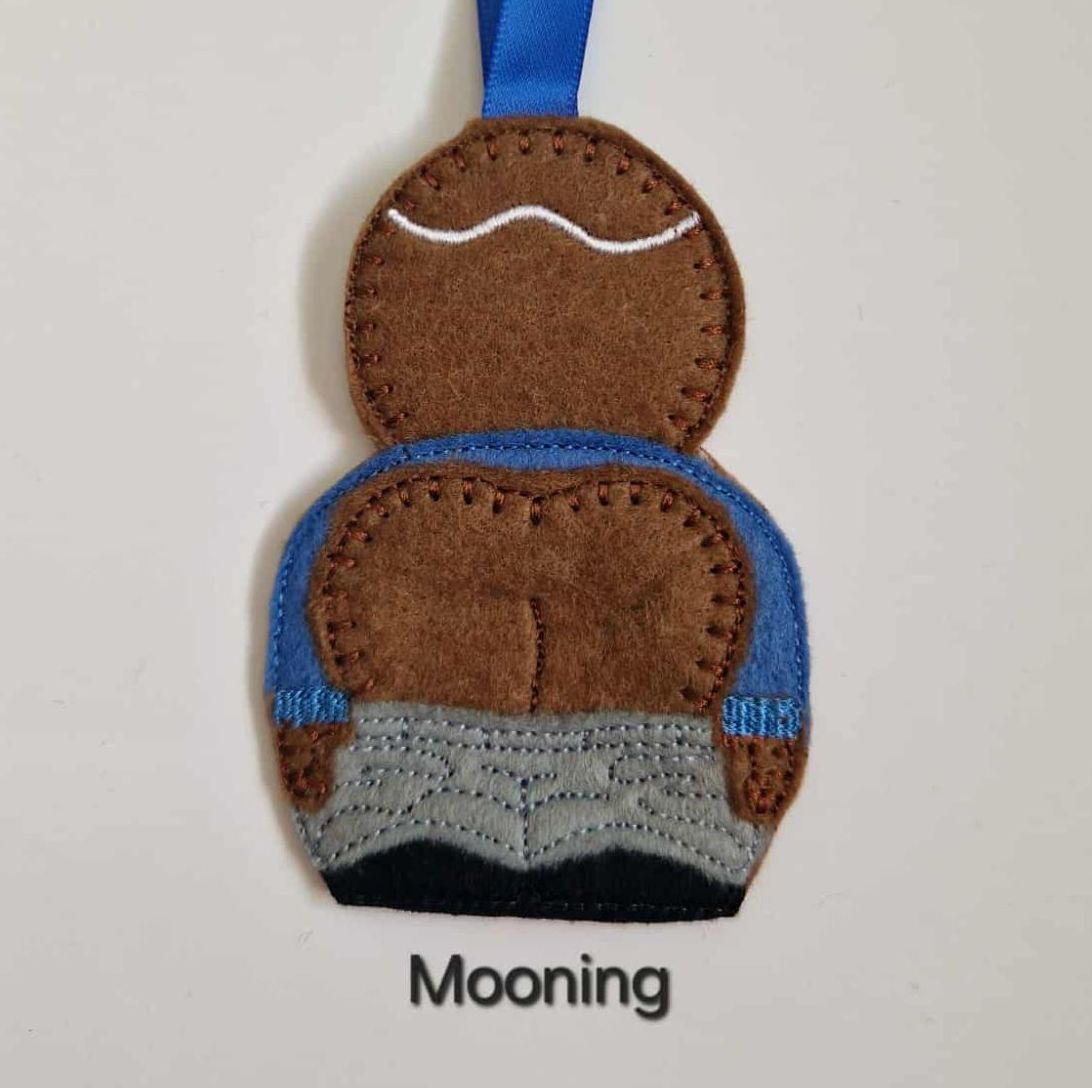 Mooning Gingerbread Felt Hanging Decoration, Christmas Tree Decoration. Available as Keyring & Fridge Magnet too.