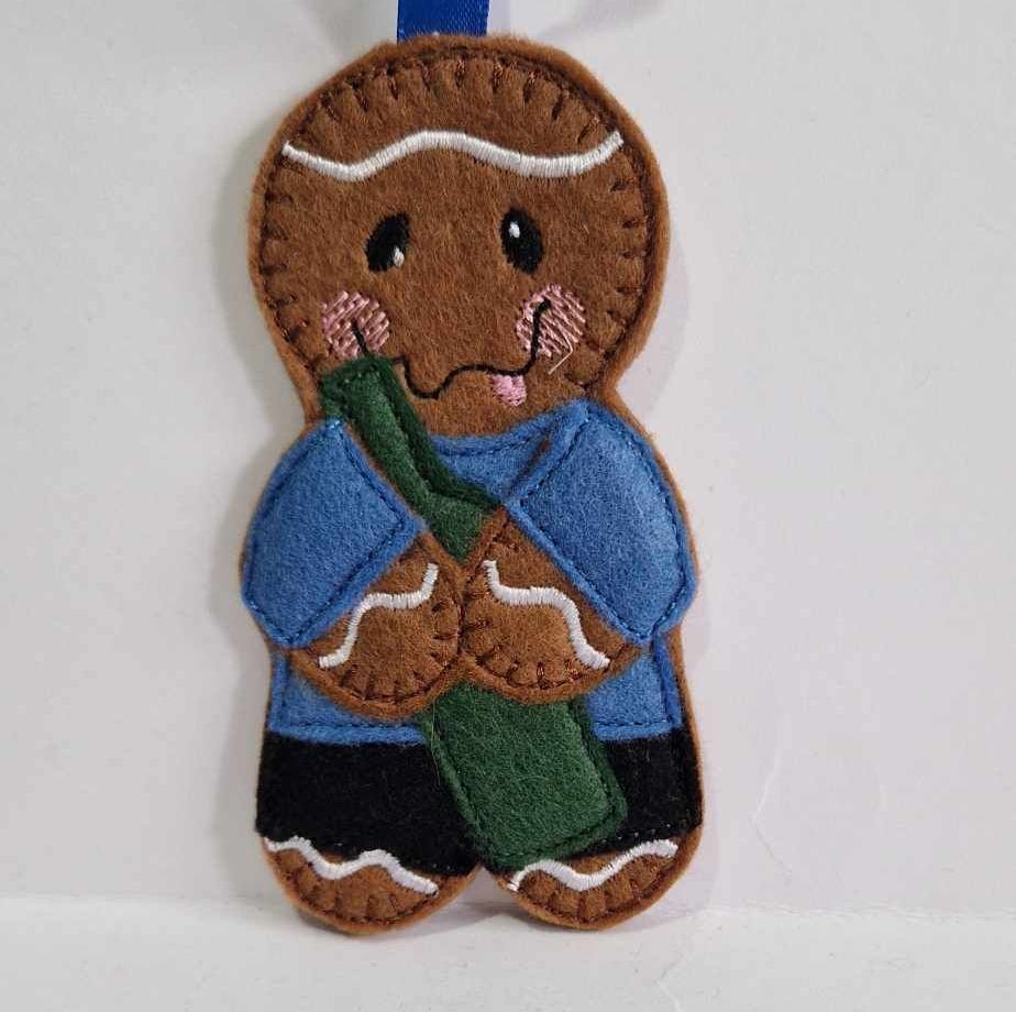 Merry/Drunk Gingerbread Decoration. Available as a Hanging decoration, Keyring/Bag charm Or fridge magnet