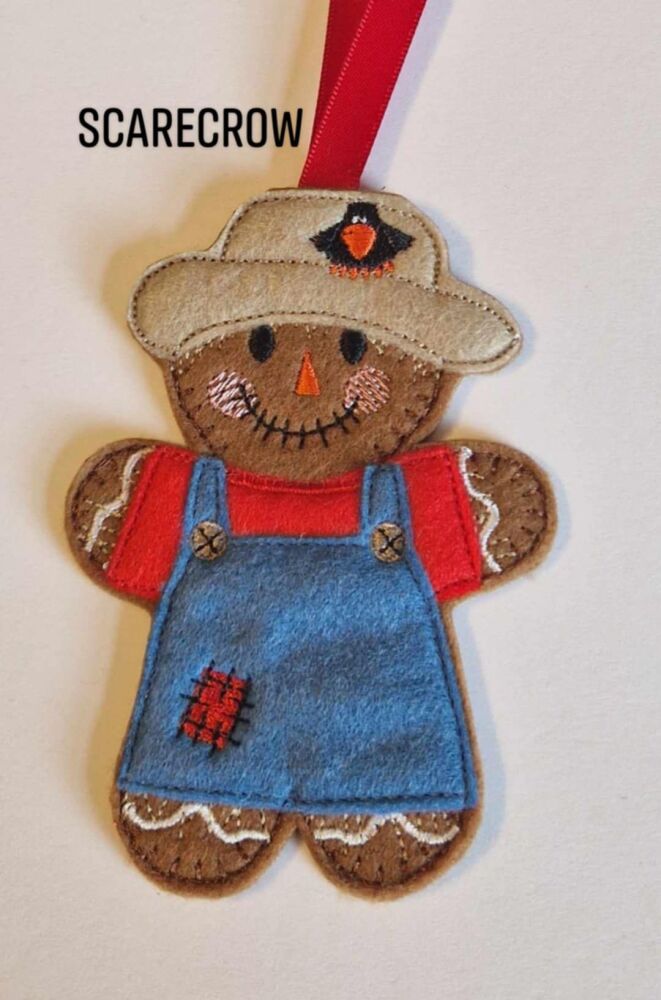 Scarecrow  Gingerbread Felt Hanging Decoration.  Can be Keyring or fridge magnet too