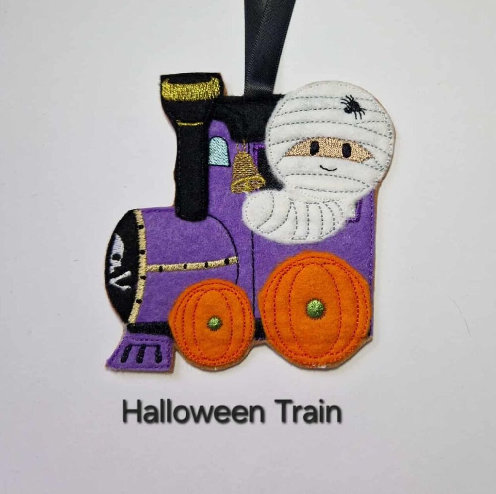 Halloween Train Gingerbread Felt Hanging Decoration, Christmas Tree Decoration.