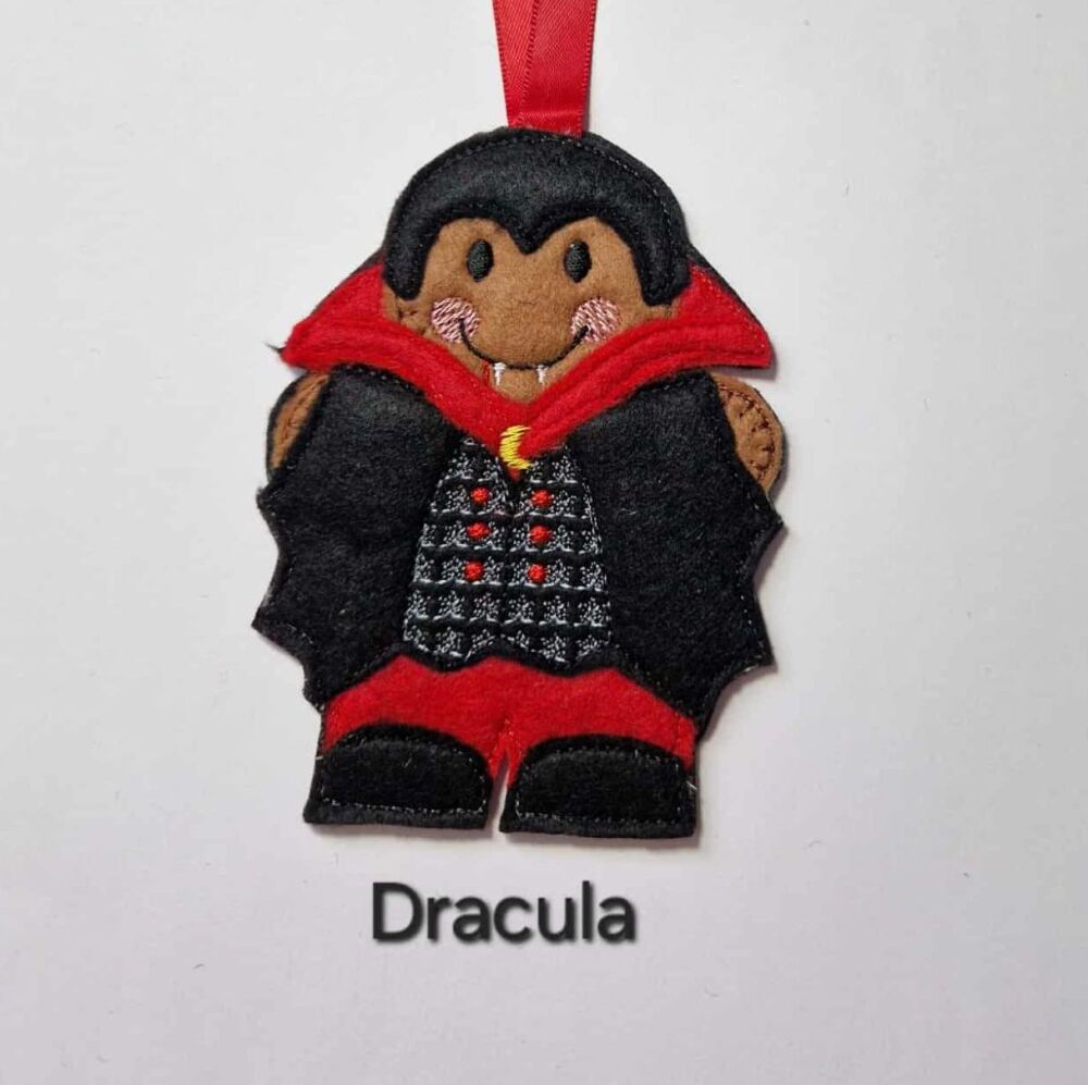 Halloween Dracula Gingerbread Felt Hanging Decoration, Christmas Tree Decoration.
