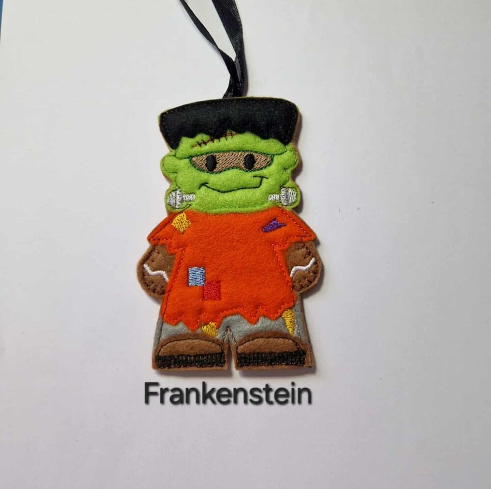 Halloween Frankenstein Gingerbread Felt Hanging Decoration, Christmas Tree Decoration.