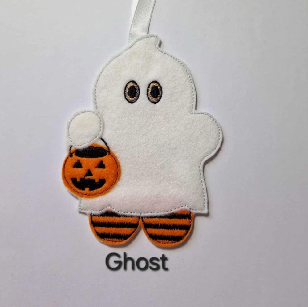 Halloween Ghost Gingerbread Felt Hanging Decoration, Christmas Tree Decoration.