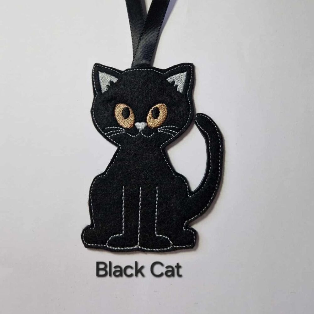 Halloween Black Cat Gingerbread Felt Hanging Decoration, Christmas Tree Decoration.