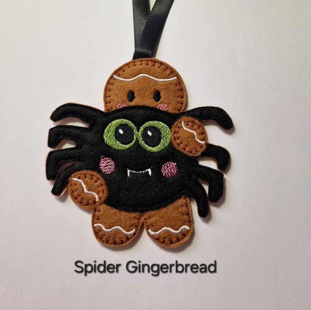 Halloween Spider Gingerbread Felt Hanging Decoration, Christmas Tree Decoration.