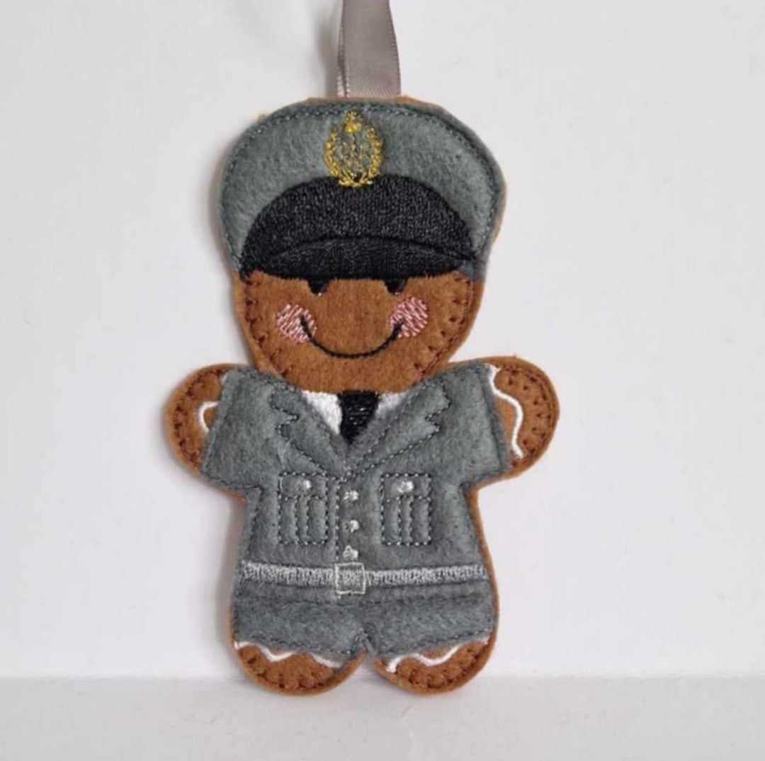 RAF, Royal Air Force Airman Service Dress Gingerbread Felt Hanging Decoration.