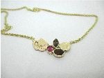 Pink Brown And Grey Tourmaline Gold Ripple Necklace