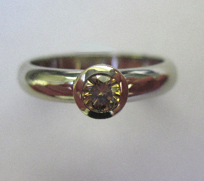 18ct White Gold And Cognac Diamond Ring