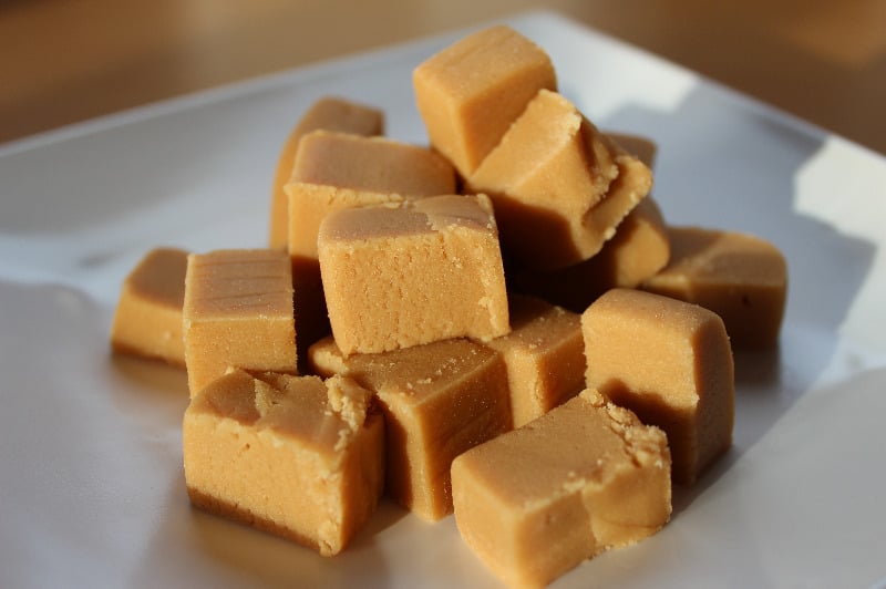 Whisky Mac Fudge on a plate