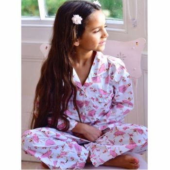 Girls Traditional Style Cotton Ballerina Pyjamas 