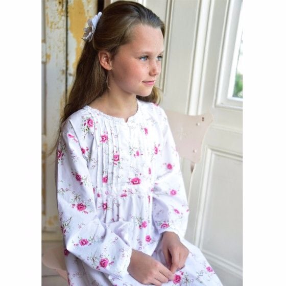 Girls Vintage Rose Floral Long Sleeved Cotton Nightdress - Jenny