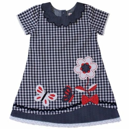 NEW - Girls Blue Gingham Butterfly Dress