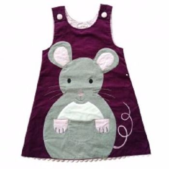 NEW 2017 - Girls Purple Cord Mouse Dress 