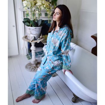 Ladies Blue Blossom Cotton Pyjamas 