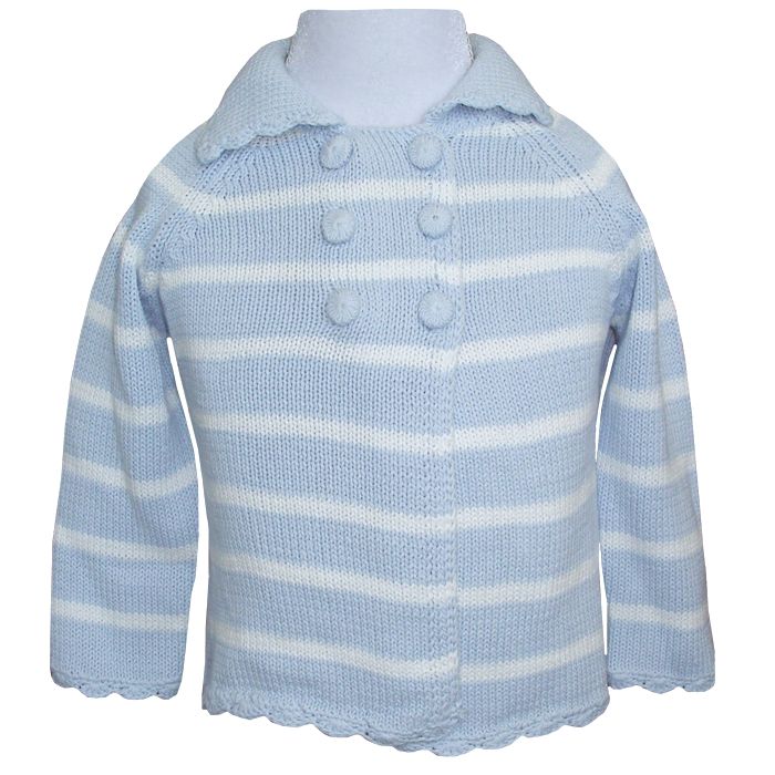 Baby Boys Blue Striped Pram Coat /Cardigan 