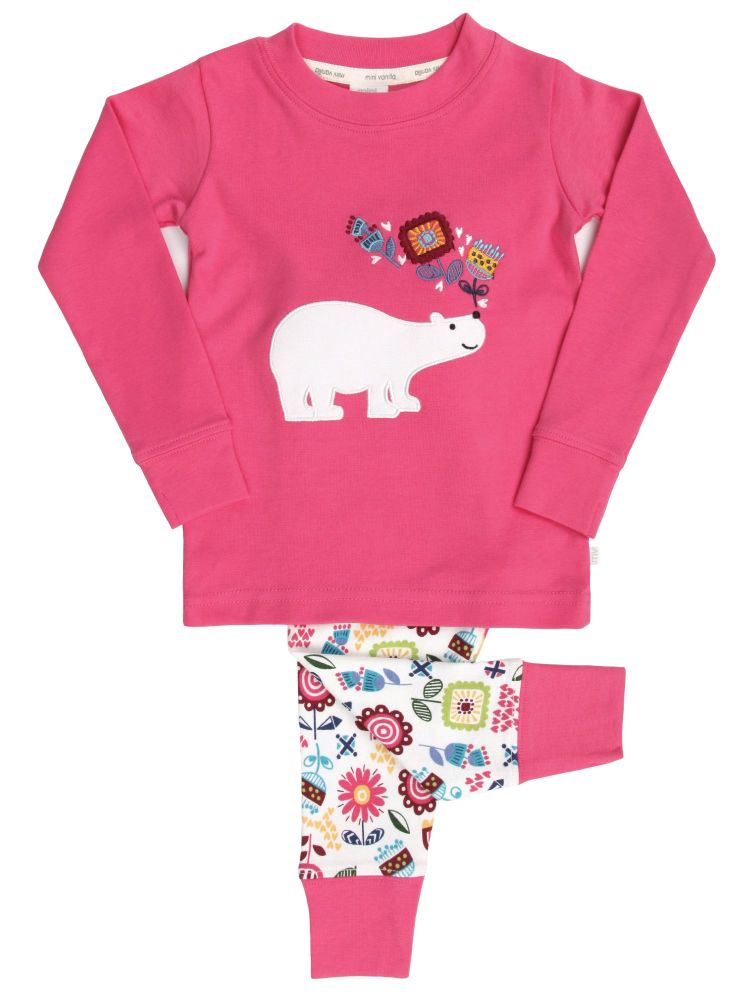 Girls Pink Polar Bear Pyjamas 