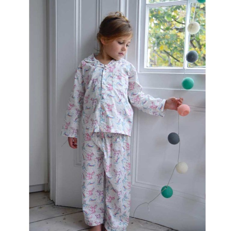 Girls Floral Cotton Traditional Long sleeved pyjamas - Elisa, Powell Craft