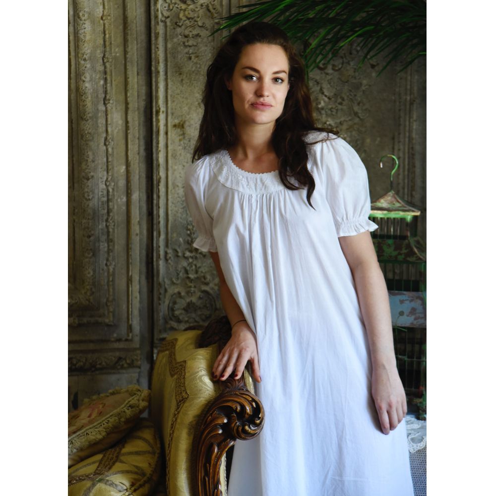 Juliet - Ladies Short Sleeve Cotton White Nightdress Nightie 