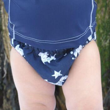 Navy Blue Shark Design Swim Nappy