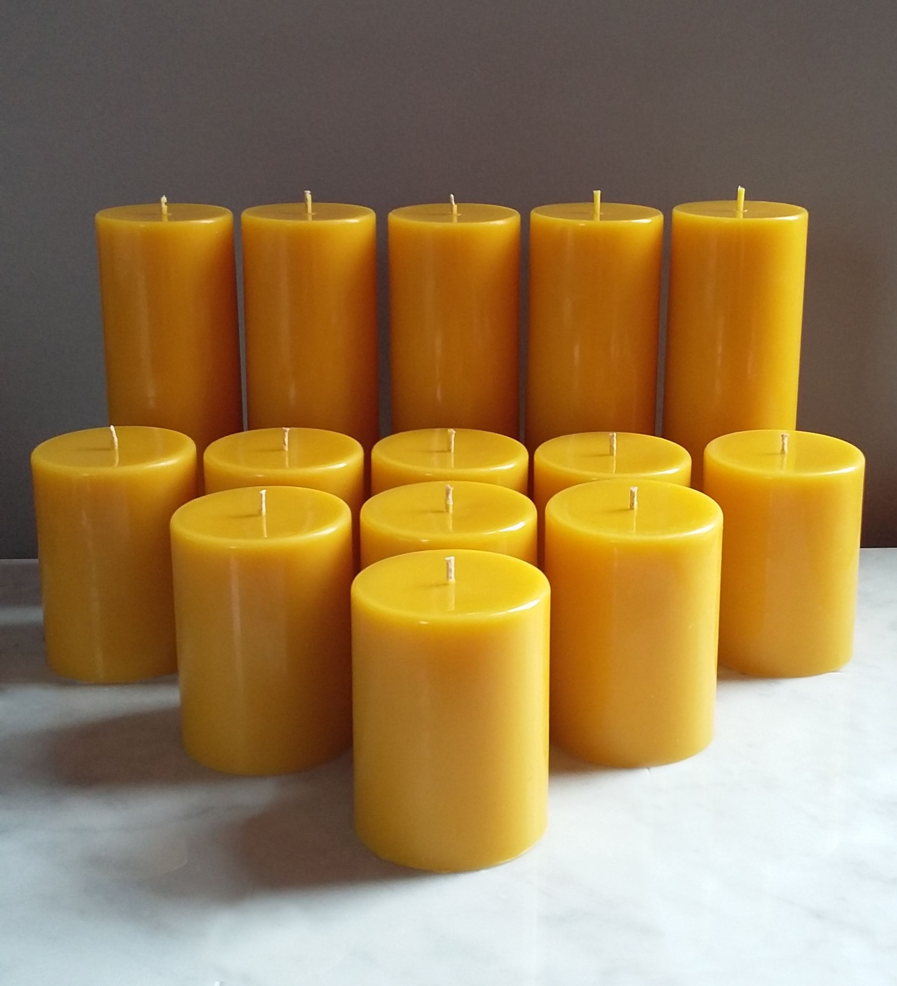 beeswax pillar candles