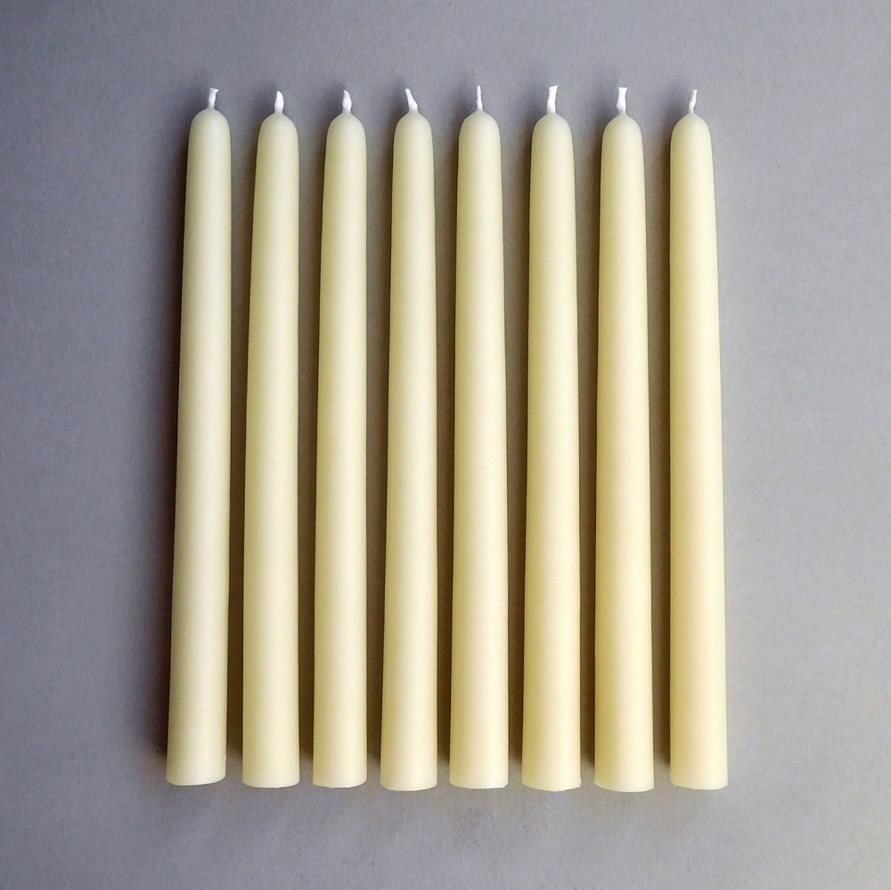<!-- 006 -->Beeswax taper candles ivory