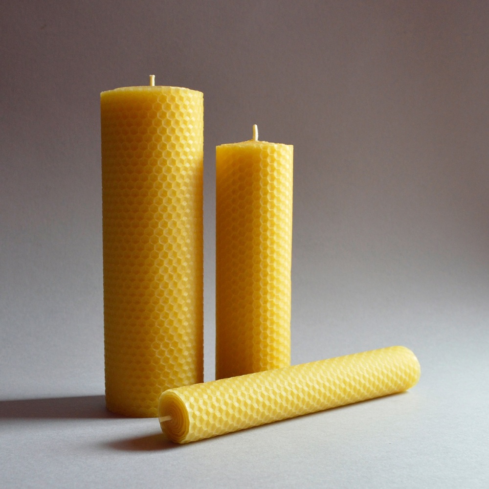 Rolled beeswax candles
