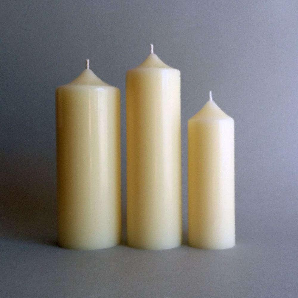Ivory beeswax church candles