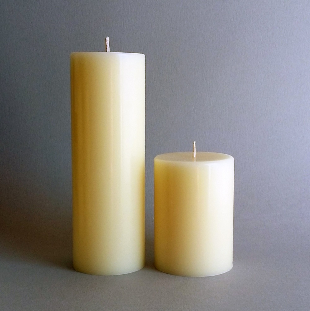 Ivory beeswax pillar candles