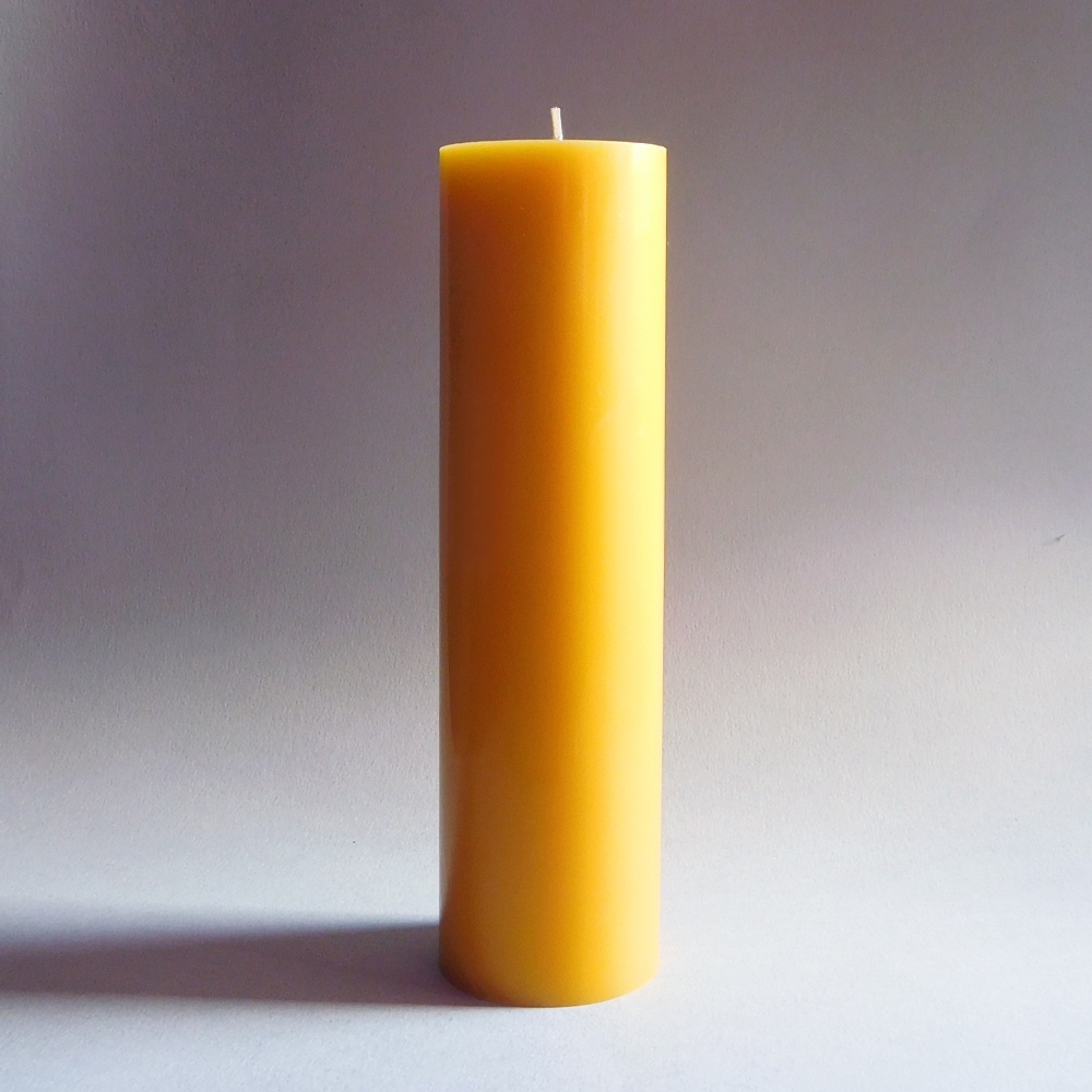 Large beeswax pillar candles