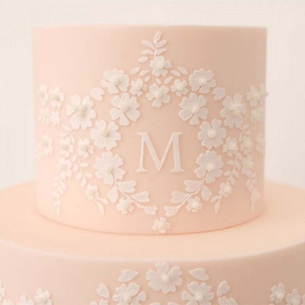 Evil Cake Genius: Garden Lace Monogram professional cake stencil #24