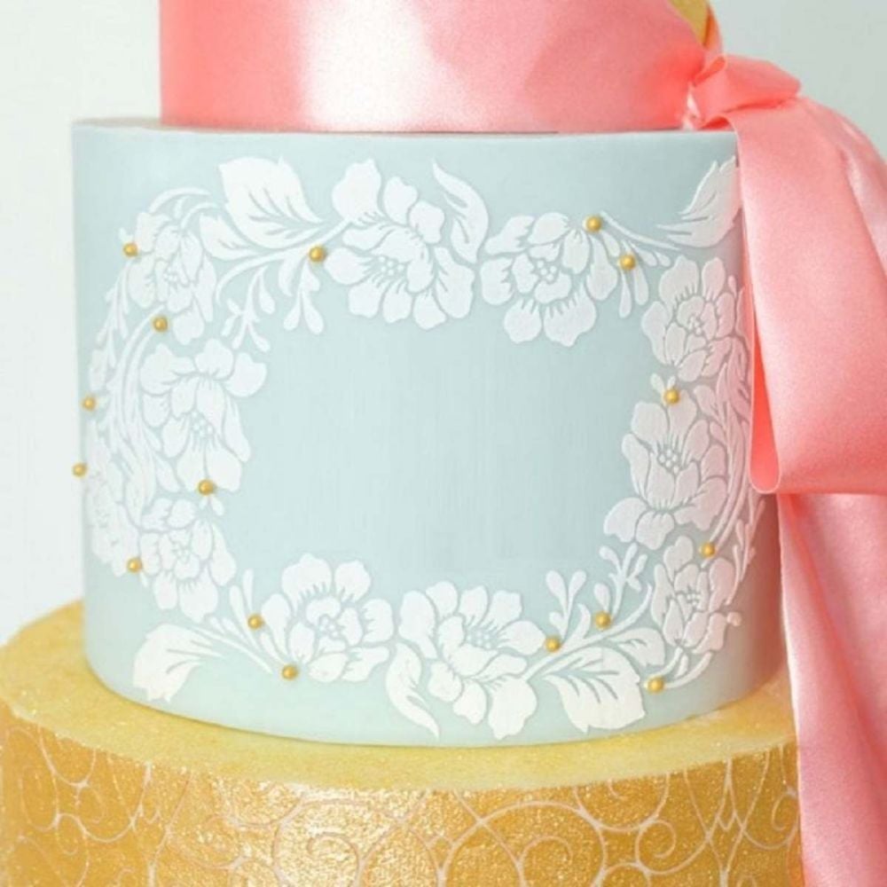 Evil Cake Genius: Rose Lace Wreath professional cake stencil #31