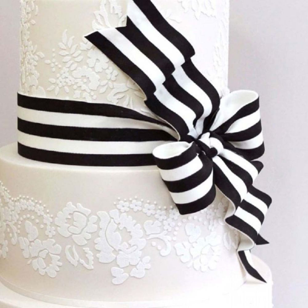 Evil Cake Genius Alencon Lace Scallop Shortened professional cake stencil #