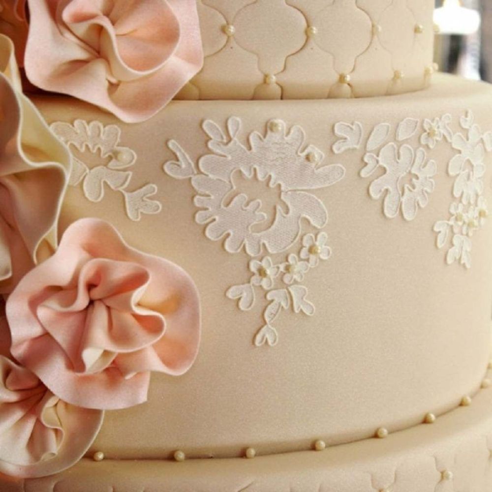 Evil Cake Genius: Alencon Lace Border professional cake stencil #1