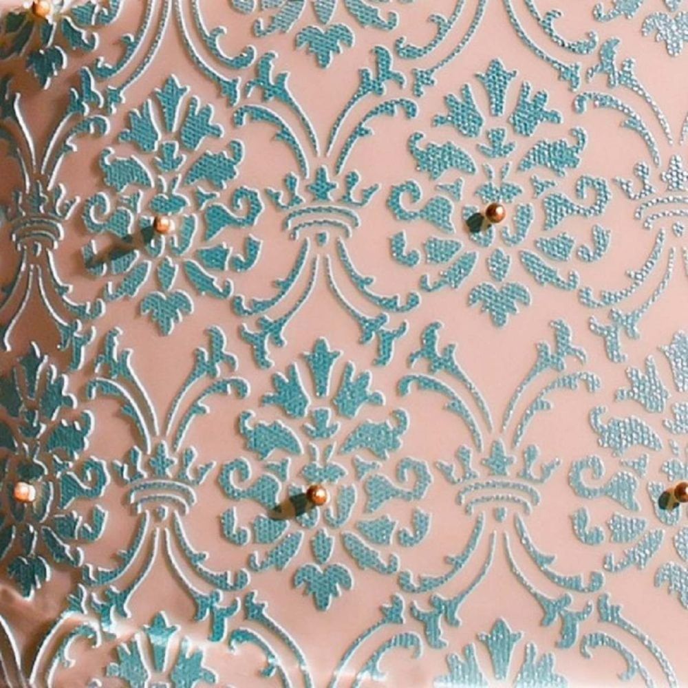 Evil Cake Genius Alexandria Damask professional cake stencil #14