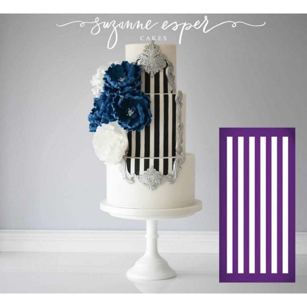 Evil Cake Genius: Horizontal Stripe Half Inch - professional mesh cake sten