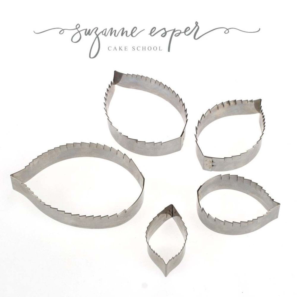 Suzanne Esper 5 pc ROSE LEAF professional stainless steel icing cutter set