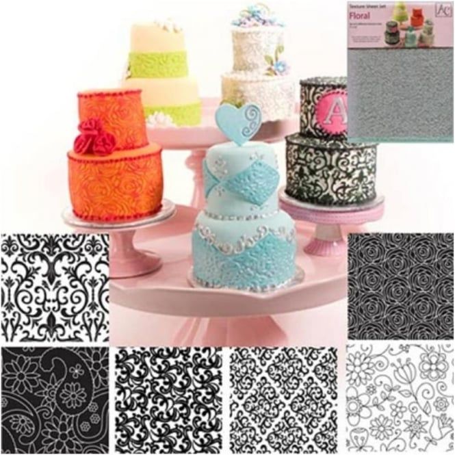 Autumn Carpenter Floral icing texture sheet impression mat 6 pc set