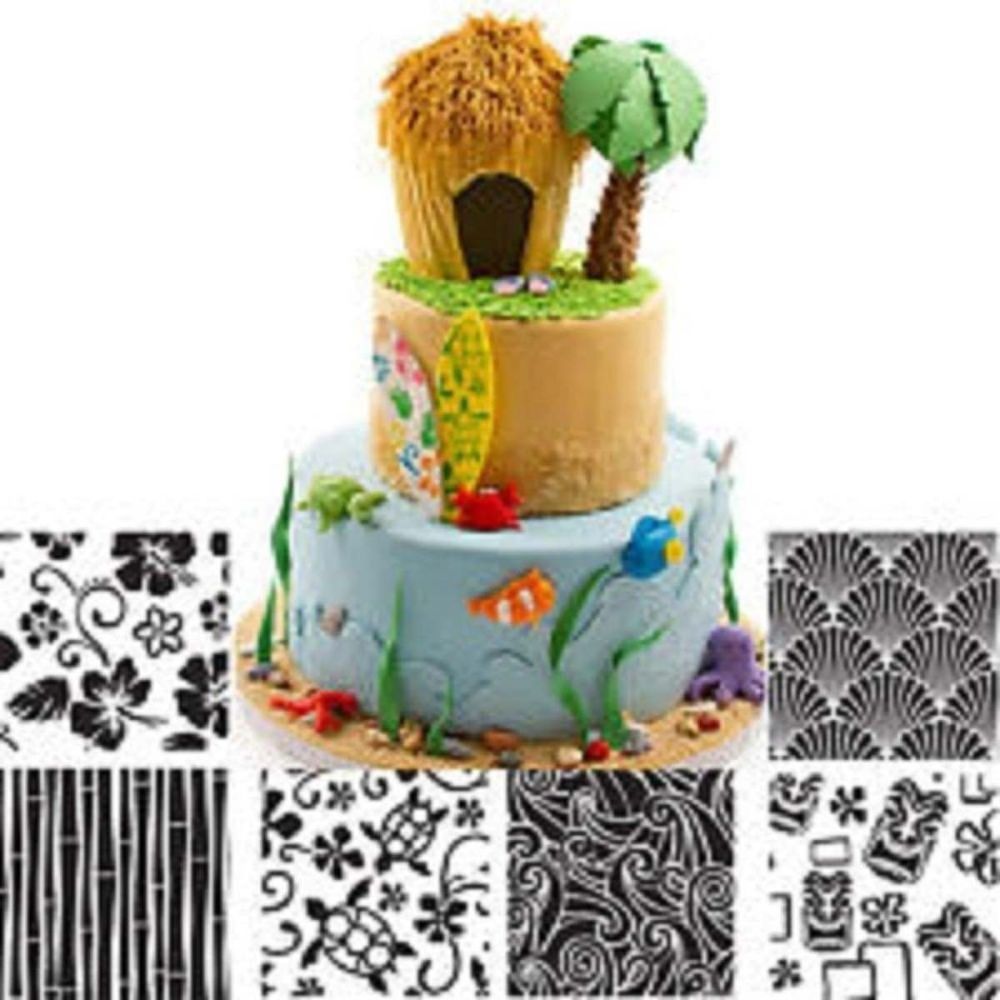 Autumn Carpenter Hawaiian icing texture sheet impression mat 6 pc set