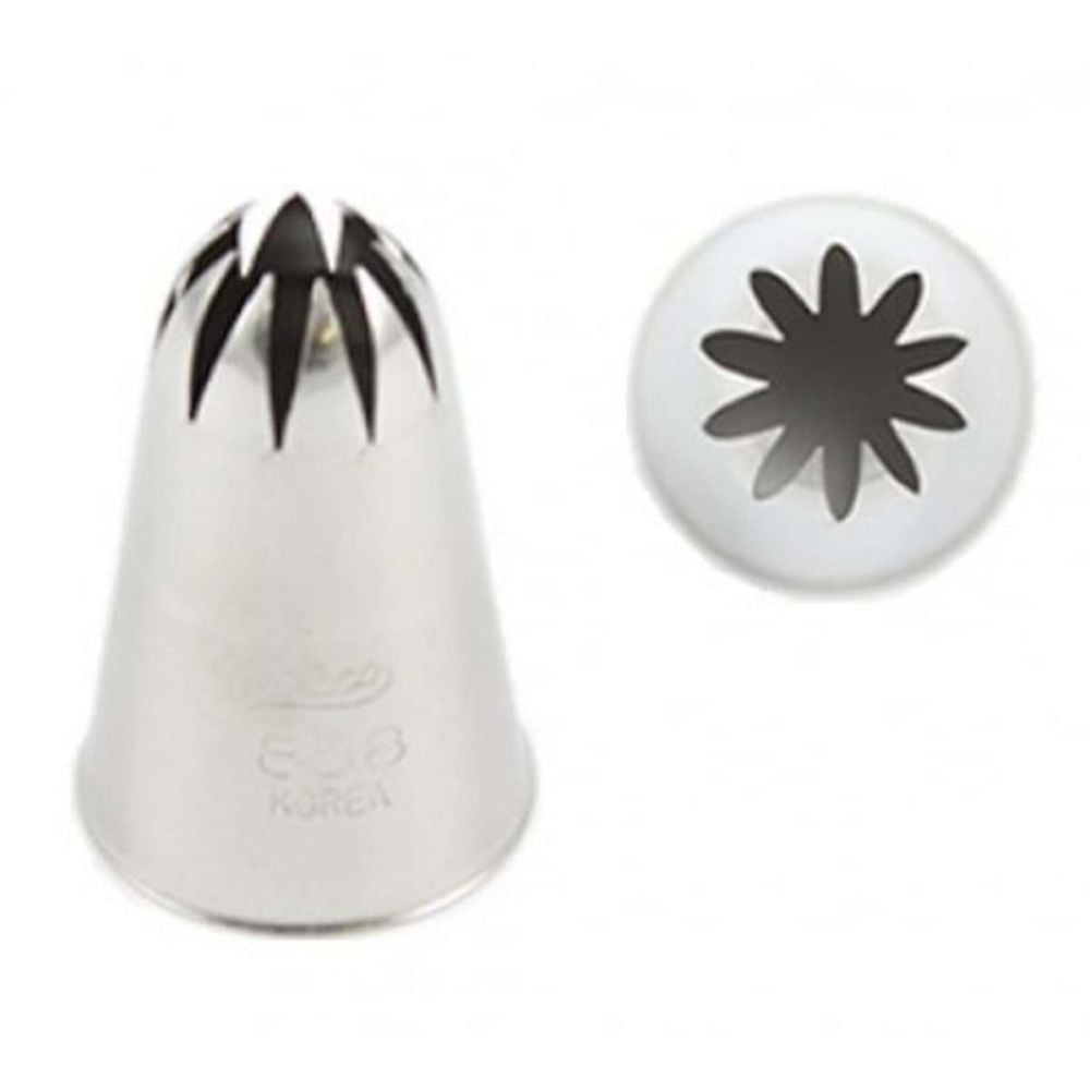 Ateco 858 XL piping nozzle icing tube tip - 1G deep cut closed swirl star