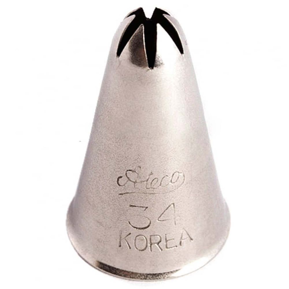 Ateco 34 piping nozzle icing tube tip - 6 point closed star
