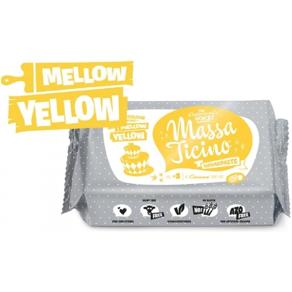 Massa Ticino 250g MELLOW YELLOW sugarpaste ready to roll fondant icing
