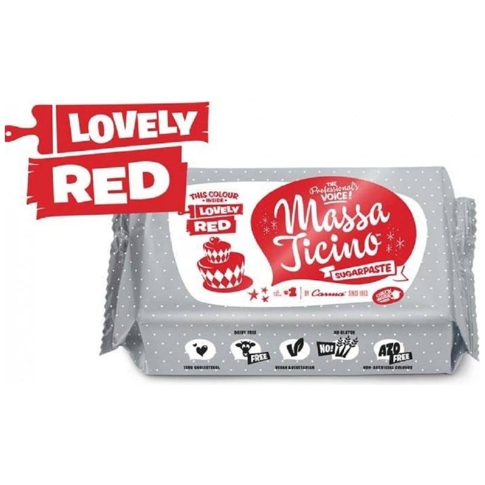 Massa Ticino 250g LOVELY RED sugarpaste ready to roll fondant icing