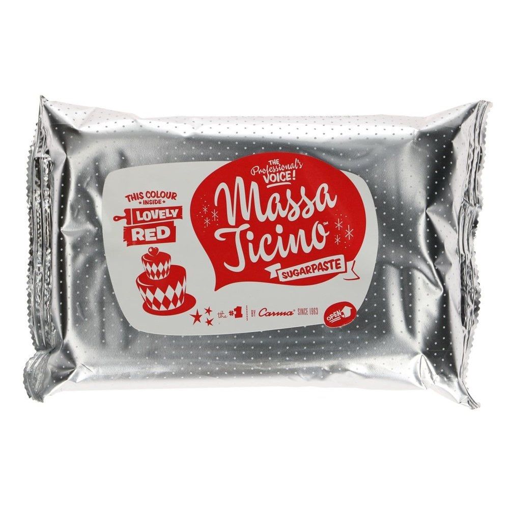 Massa Ticino 1kg LOVELY RED sugarpaste ready to roll fondant icing