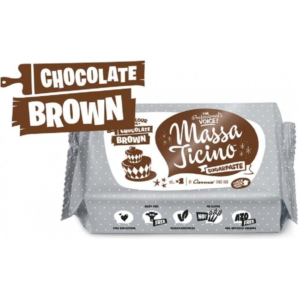 Massa Ticino 250g CHOCOLATE BROWN sugarpaste ready to roll fondant icing